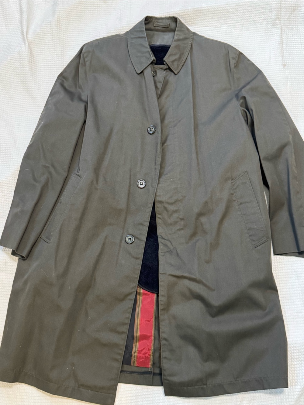 Vintage Men's Olive Green Raincoat Trench Jacket
